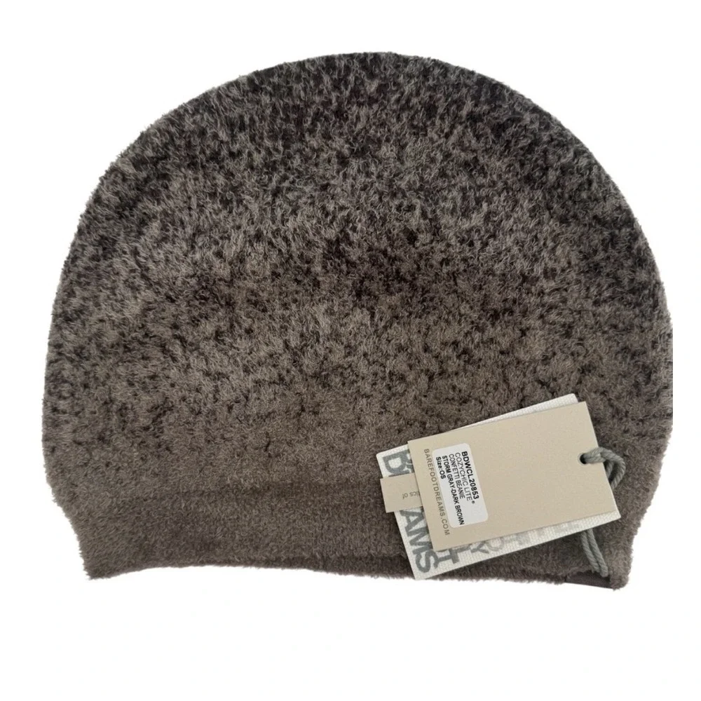 NWT Barefoot Dreams CozyChic Lite Confetti Beanie Storm Gray Dark Brown